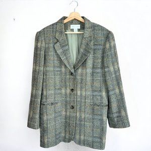 Vintage 90s Casual Corner Long Sleeve Multicolor Wool Blend Tweed Blazer 18